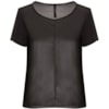 CAPITOLLIUM - BLUSA CROPPED COURO COM CHIFFON - PRETO