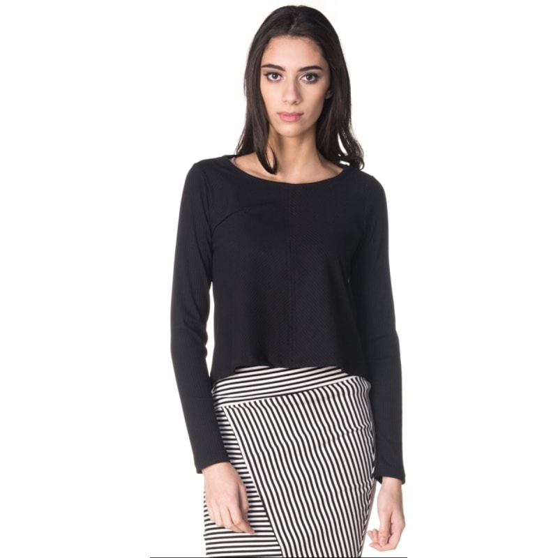 CAPITOLLIUM - BLUSA CROPPED RIBANA - PRETO