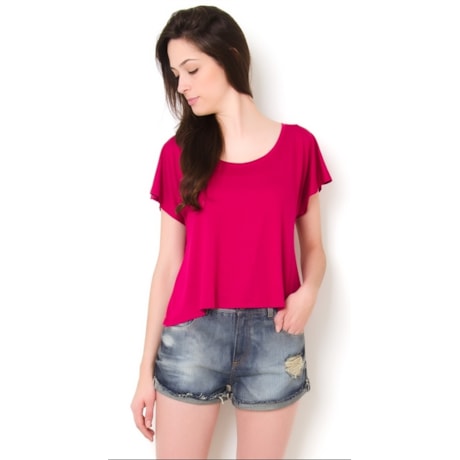 CAPITOLLIUM - BLUSA CROPPED VISCOSE M/C - PRETO