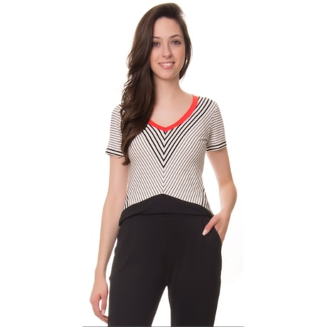 CAPITOLLIUM - BLUSA DECOTE V COM RECORTES - LARANJA