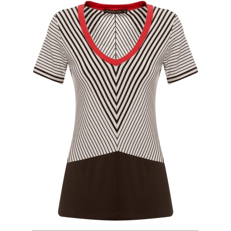CAPITOLLIUM - BLUSA DECOTE V COM RECORTES - LARANJA