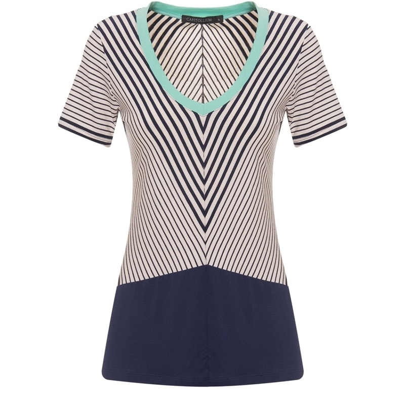 CAPITOLLIUM - BLUSA DECOTE V COM RECORTES - VERDE ÁGUA