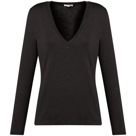CAPITOLLIUM - BLUSA DECOTE V MANGA LONGA - PRETO