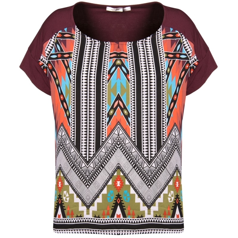 CAPITOLLIUM - BLUSA DETALHE ESTAMPA ÉTNICA - VINHO