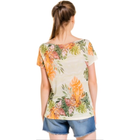 CAPITOLLIUM - BLUSA EM MALHA ESTAMPA FOHLAGEM - LARANJA