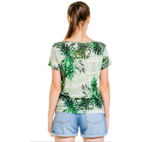 CAPITOLLIUM - BLUSA EM MALHA ESTAMPA FOHLAGEM - VERDE