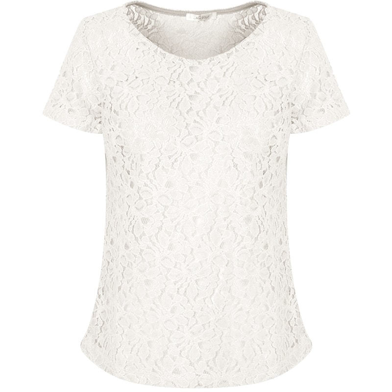 CAPITOLLIUM - BLUSA EM RENDA MC GOLA REDONDA - OFF WHITE