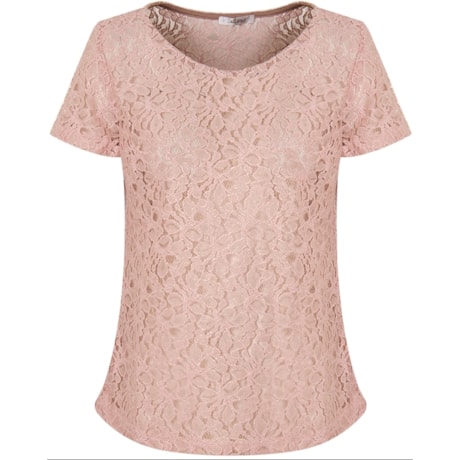 CAPITOLLIUM - BLUSA EM RENDA MC GOLA REDONDA - ROSA