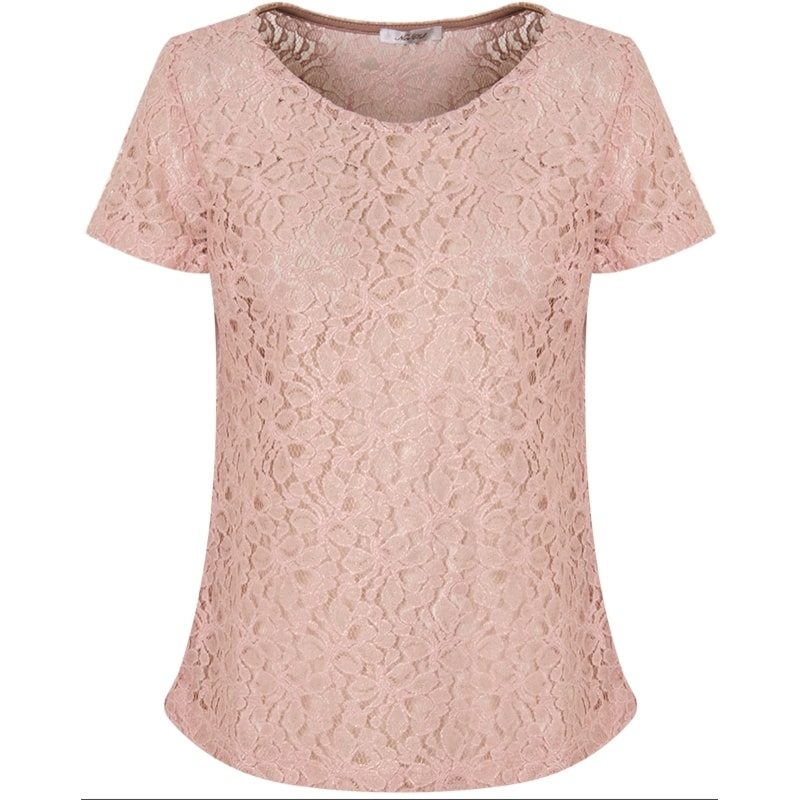 CAPITOLLIUM - BLUSA EM RENDA MC GOLA REDONDA - ROSA