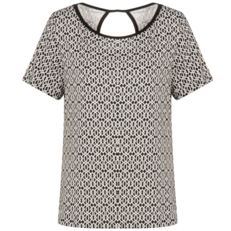 CAPITOLLIUM - BLUSA ESTAMPA ARABESCO DECOTE GOTA COSTAS - P&B