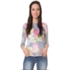 CAPITOLLIUM - BLUSA ESTAMPADA DECOTE CANOA MANGA 3/4 - LILÁS