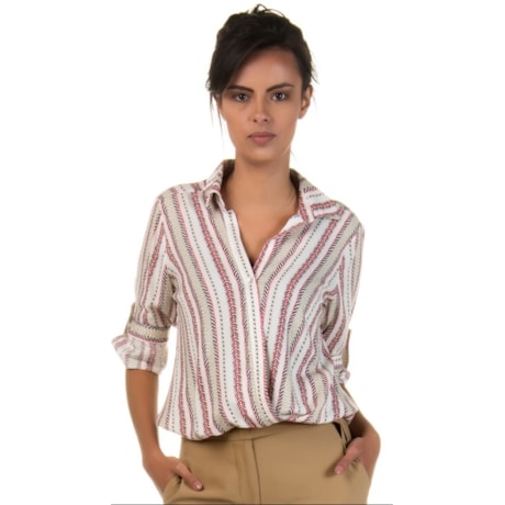 CAPITOLLIUM - BLUSA ESTAMPADA DECOTE V TRANSPASSE FRENTE - CRU