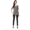 CAPITOLLIUM - BLUSA ESTAMPADA DRAPEADO FIVELA LATERAL - P&B