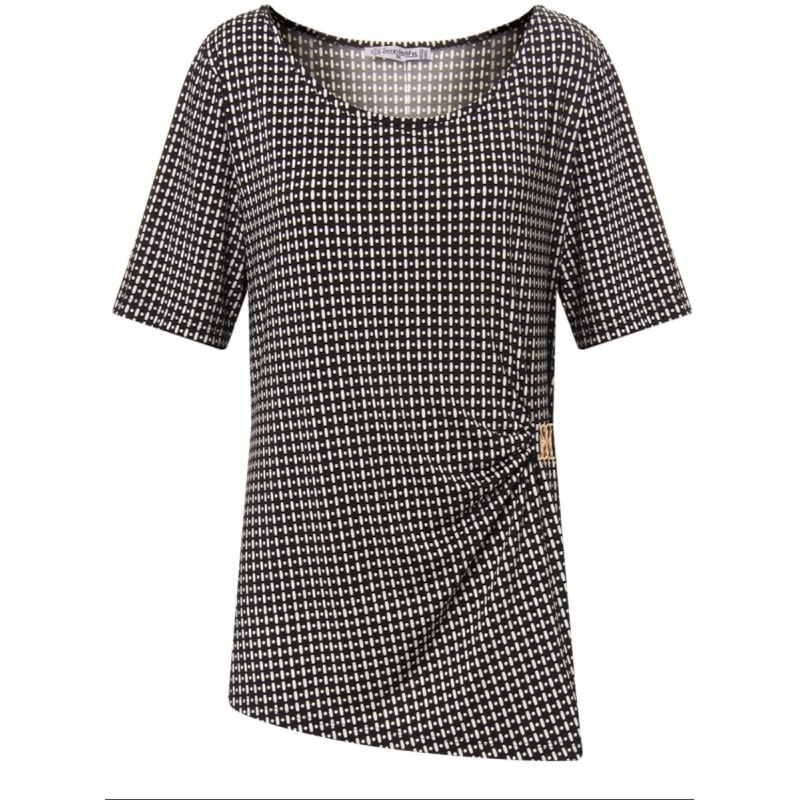 CAPITOLLIUM - BLUSA ESTAMPADA DRAPEADO FIVELA LATERAL - P&B