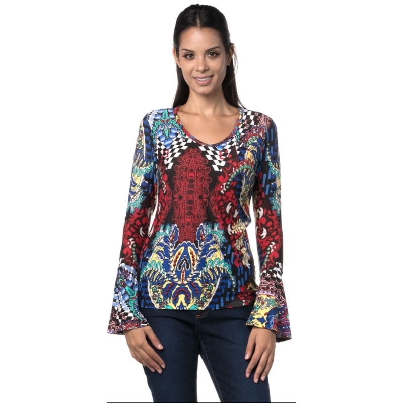 CAPITOLLIUM - BLUSA ESTAMPADA MANGA SINO - VERMELHO