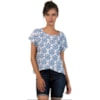 CAPITOLLIUM - BLUSA ESTAMPADA TRANSPASSE BARRA FRENTE - AZUL