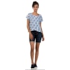 CAPITOLLIUM - BLUSA ESTAMPADA TRANSPASSE BARRA FRENTE - AZUL