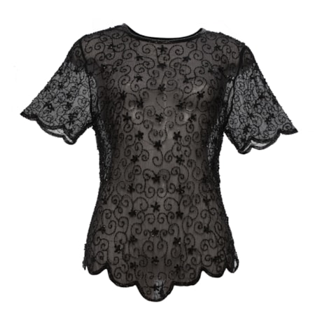 CAPITOLLIUM -  BLUSA EVASE MANGA CURTA EM VOIL COM BORDADOS MANUAIS CAPITOLLIUM -  BLUSA EVASE MANGA CURTA EM VOIL COM BORDADOS MANUAIS