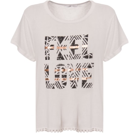 CAPITOLLIUM - BLUSA FEEL LVE BARRA GUIPURE - BRANCO