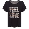 CAPITOLLIUM - BLUSA FEEL LVE BARRA GUIPURE - PRETO