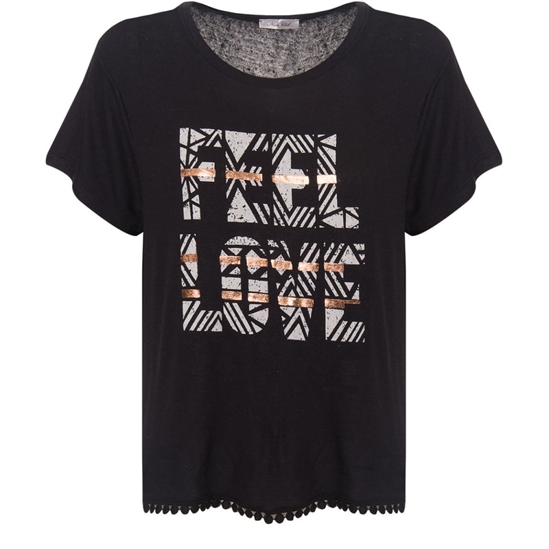 CAPITOLLIUM - BLUSA FEEL LVE BARRA GUIPURE - PRETO