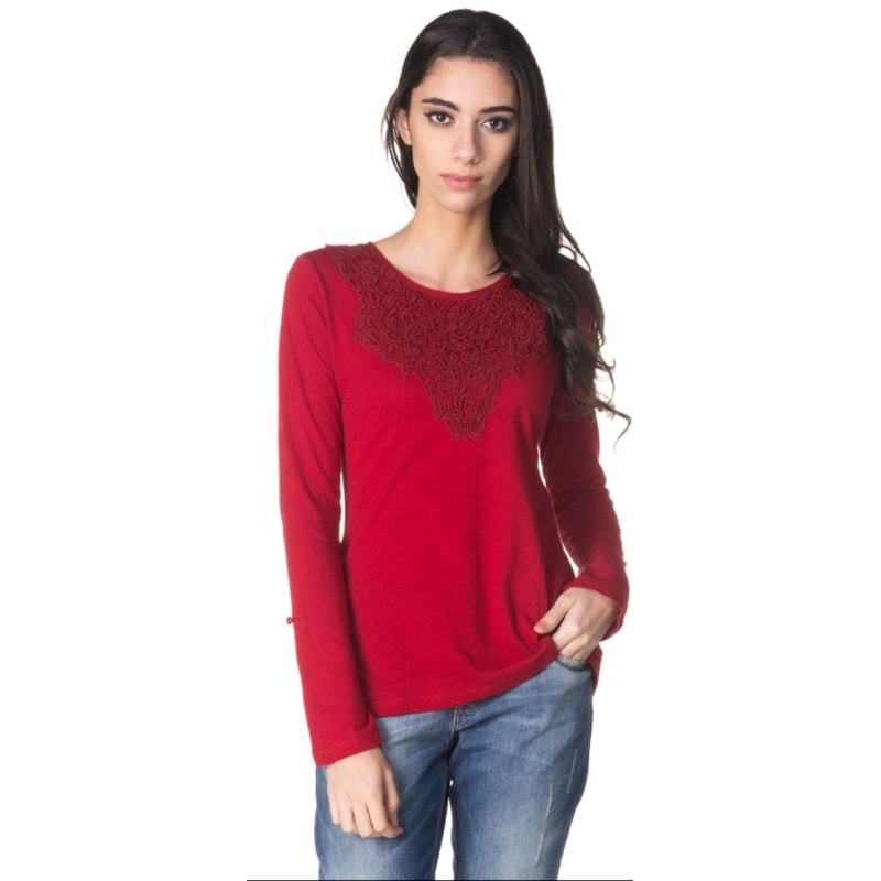 CAPITOLLIUM - BLUSA FLAMÊ DETALHE GUIPIR - VERMELHO