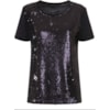 CAPITOLLIUM - BLUSA FRENTE PAETÊ LOUSA M/C - PRETO