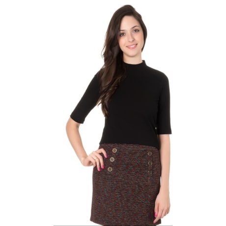 CAPITOLLIUM - BLUSA GOLA ALTA MALHA CANELADA - OFF WHITE
