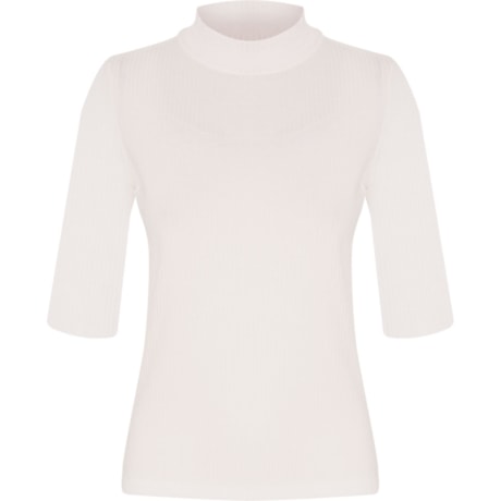 CAPITOLLIUM - BLUSA GOLA ALTA MALHA CANELADA - OFF WHITE