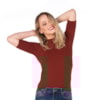 CAPITOLLIUM - BLUSA GOLA ALTA MANGA 3/4 CANELADA - BEGE