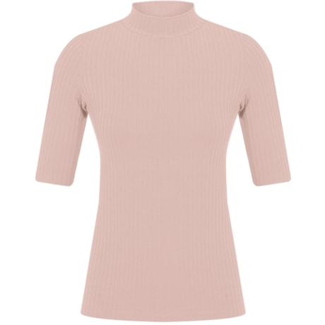 CAPITOLLIUM - BLUSA GOLA ALTA MANGA 3/4 CANELADA - BEGE