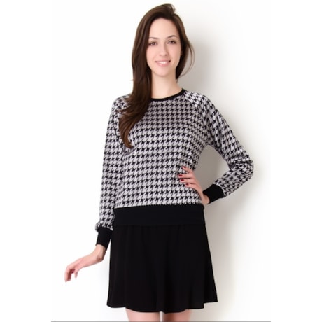 CAPITOLLIUM - BLUSA JACQUARD PIED POULE BICOLOR - PRATA