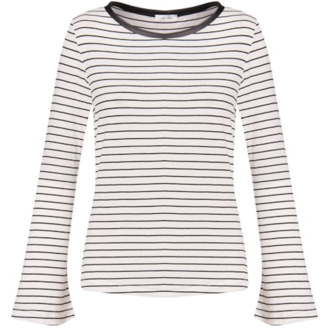 CAPITOLLIUM - BLUSA LISTRADA MANGA LONGA DECOTE COURO - OFF WHITE CAPITOLLIUM - BLUSA LISTRADA MANGA LONGA DECOTE COURO - OFF WHITE