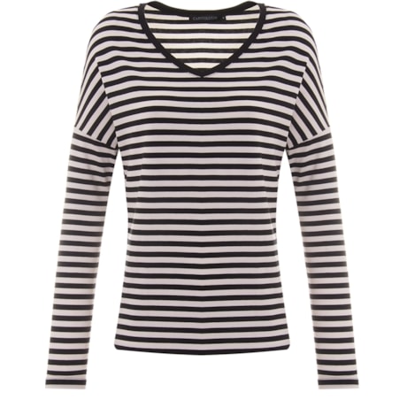 CAPITOLLIUM - BLUSA LISTRADA MANGA LONGA DECOTE V - PRETO CAPITOLLIUM - BLUSA LISTRADA MANGA LONGA DECOTE V - PRETO