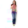 CAPITOLLIUM - BLUSA M/C FRENTE CUSTOMIZADA QUADRADOS - MARROM