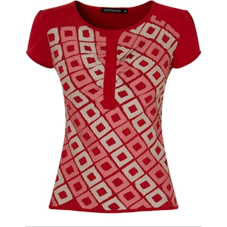 CAPITOLLIUM - BLUSA M/C FRENTE CUSTOMIZADA QUADRADOS - VERMELHO CAPITOLLIUM - BLUSA M/C FRENTE CUSTOMIZADA QUADRADOS - VERMELHO