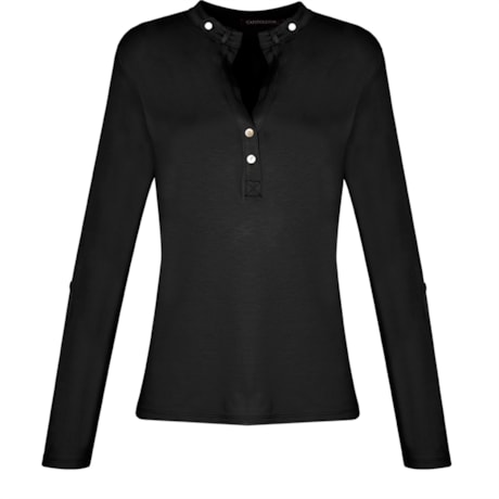 CAPITOLLIUM - BLUSA M/L MANGA MARTINGALE - PRETO