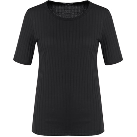 CAPITOLLIUM - BLUSA MALHA CANELADA MANGA 3/4 - PRETO