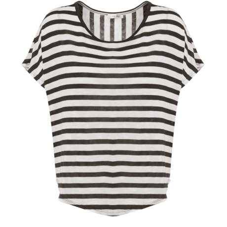 CAPITOLLIUM - BLUSA MALHA LISTRADA BARRA ARREDONDADA - PRETO