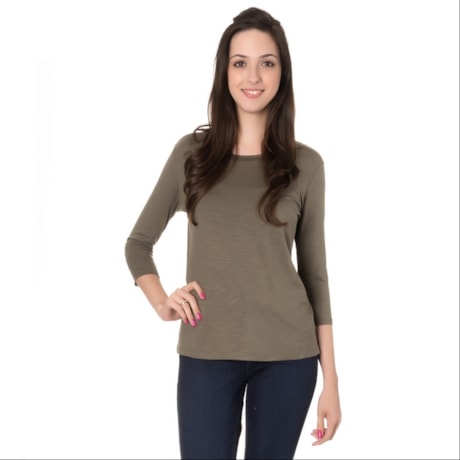 CAPITOLLIUM - BLUSA MANGA 7/8 ABERTURA LATERAL - OLIVA