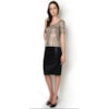 CAPITOLLIUM - BLUSA METALIZADA ONÇA M/C - BEGE
