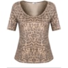 CAPITOLLIUM - BLUSA METALIZADA ONÇA M/C - BEGE