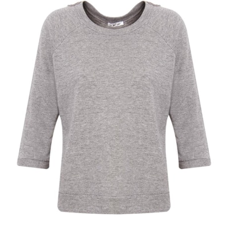 CAPITOLLIUM - BLUSA MOLETOM GUIPURE COSTAS M 3/4 - CINZA