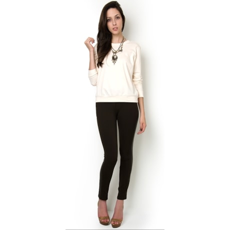 CAPITOLLIUM - BLUSA MOLETOM GUIPURE COSTAS M/L - CRU