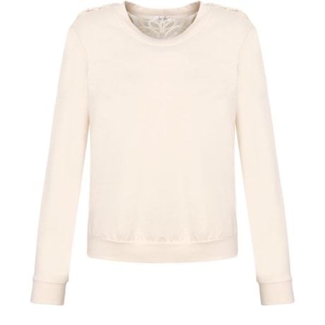 CAPITOLLIUM - BLUSA MOLETOM GUIPURE COSTAS M/L - CRU
