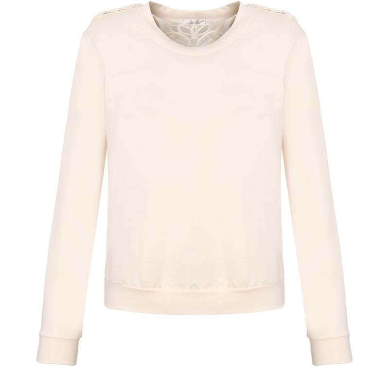 CAPITOLLIUM - BLUSA MOLETOM GUIPURE COSTAS M/L - CRU