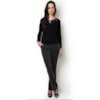CAPITOLLIUM - BLUSA MOLETOM JAQUARD BORDADO GOLA - PRETO