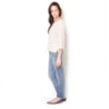 CAPITOLLIUM - BLUSA MOLETON MESCLA COM RENDA COSTAS - OFF WHITE