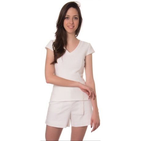 CAPITOLLIUM BLUSA NEW YORK DECOTE V COM RECORTES - OFF WHITE