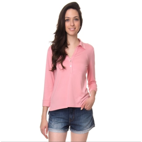 CAPITOLLIUM - BLUSA POLO MANGA 3/4 2 BOTÕES - ROSA CAPITOLLIUM - BLUSA POLO MANGA 3/4 2 BOTÕES - ROSA